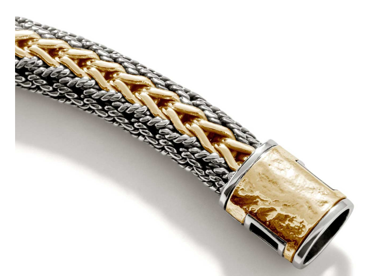 John Hardy Icon Bracelet, 8mm - Size Large - in Gold and Sterling Silver - BUZ900994RVXUL