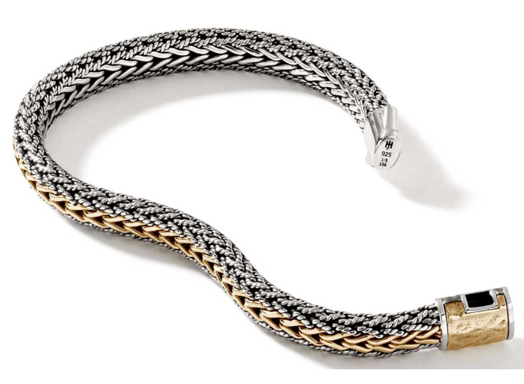 John Hardy Icon Bracelet, 8mm - Size Large - in Gold and Sterling Silver - BUZ900994RVXUL