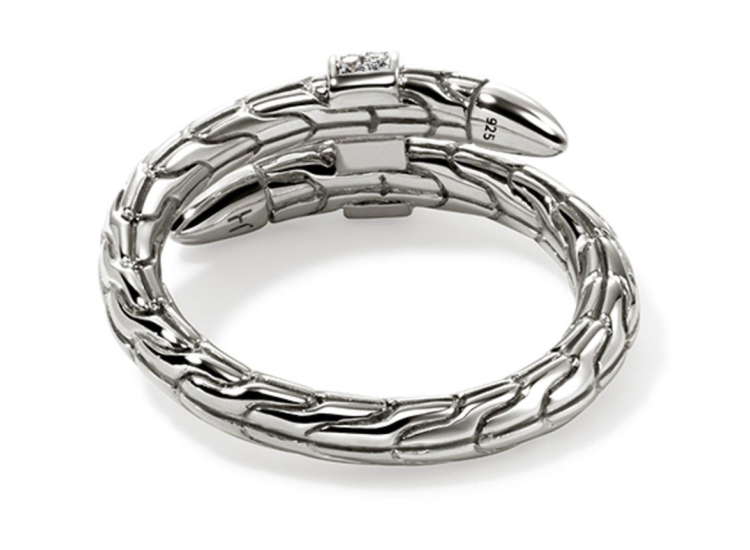 John Hardy Spear Ring with Diamonds, Size 7 in Sterling Silver - RBP986802DI