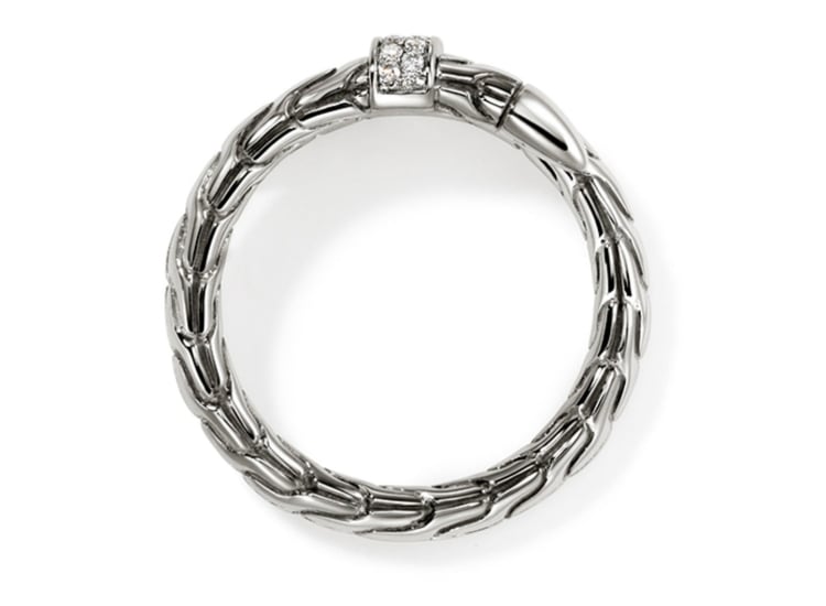 John Hardy Spear Ring with Diamonds, Size 7 in Sterling Silver - RBP986802DI