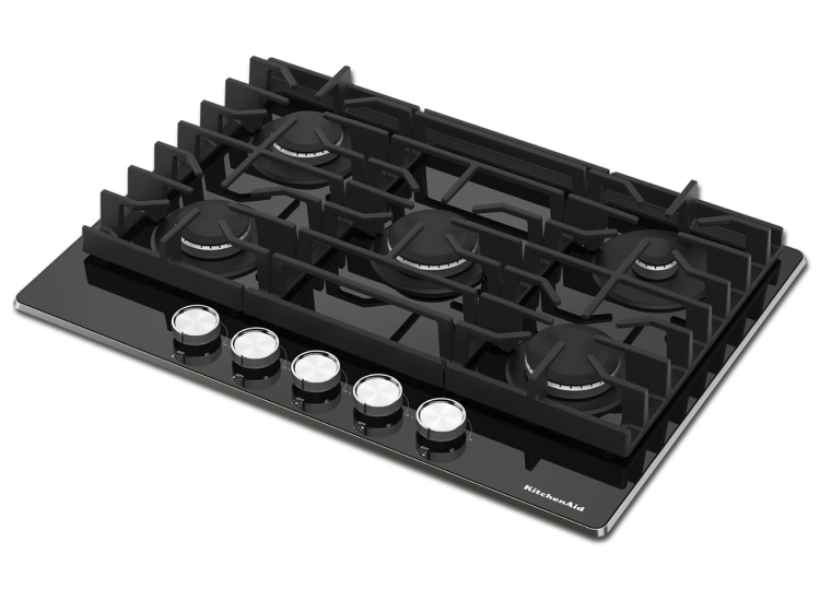 KitchenAid Cooktop Gas-On-Glass 36 Inch in Black - KCGG536PBL