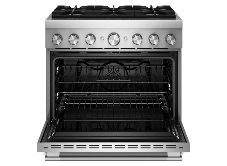 KitchenAid Commercial-Style Dual Fuel Range with No Preheat Air Fry Mode 36-Inch Wide in Stainless Steel - KFDS936SSS