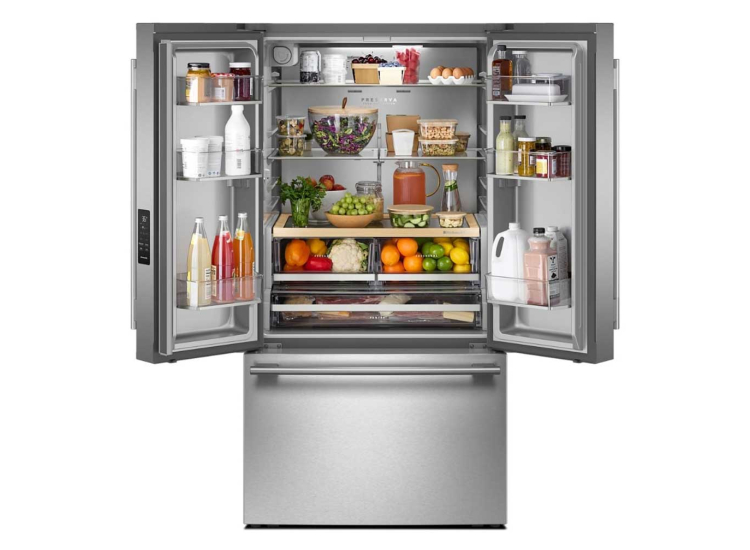 KitchenAid 31 Cu. Ft. French Door Refrigerator with Interior Water and Ice 36-Inch Wide in PrintShield Stainless Steel - KRFF336SPS