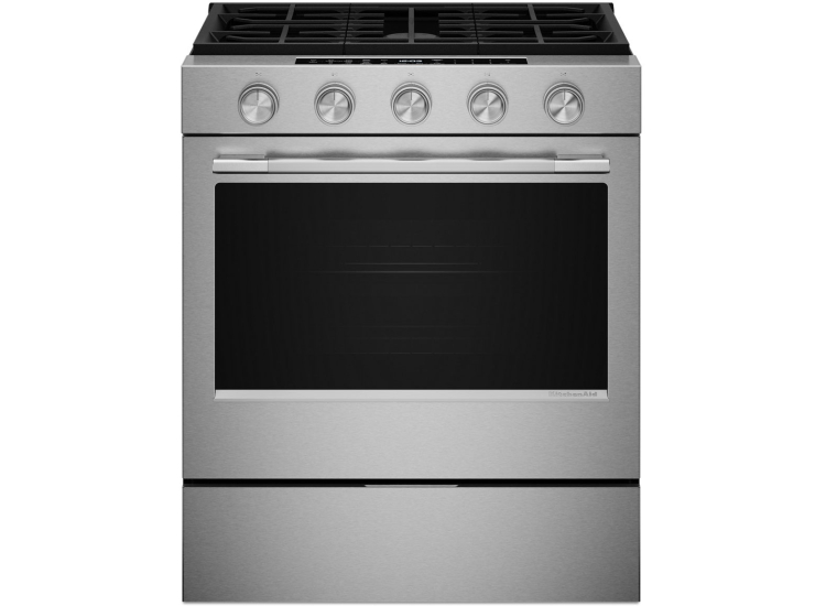 KitchenAid 5 Cu. Ft. Smart Slide-in Gas Range 30-Inch Wide in PrintShield Stainless Steel - KSGS530SPS