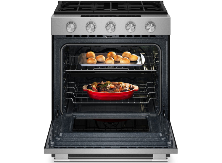 KitchenAid 5 Cu. Ft. Smart Slide-in Gas Range 30-Inch Wide in PrintShield Stainless Steel - KSGS530SPS