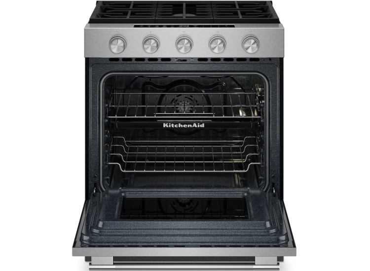 KitchenAid 5 Cu. Ft. Smart Slide-in Gas Range 30-Inch Wide in PrintShield Stainless Steel - KSGS530SPS