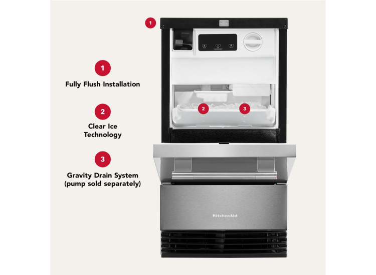 Kitchenaid Ice Machine KitchenAid Automatic Ice Maker 18 Inch PrintShield Steel - KUID318SPS