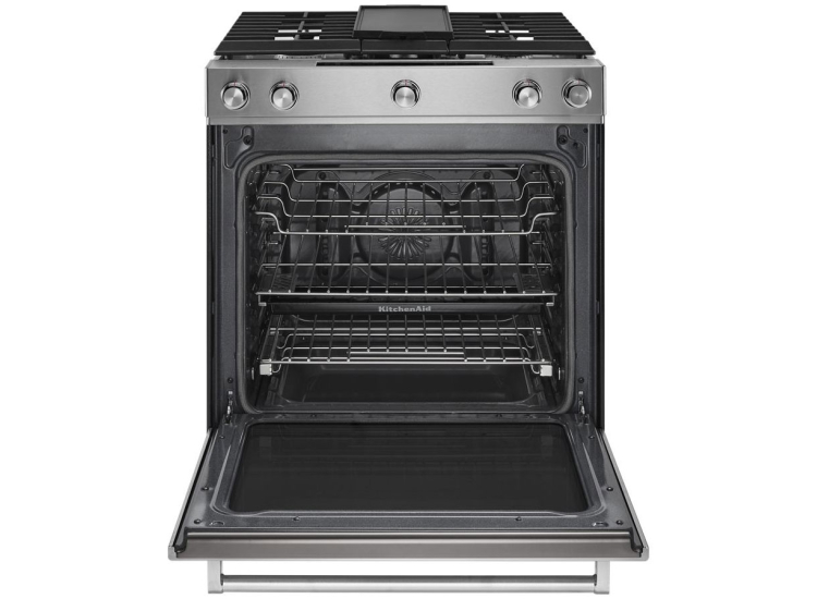 KitchenAid ADA 30 In. Stainless Steel Dual Fuel Convection Slide-In Range With Baking Drawer - KSDB900ESS