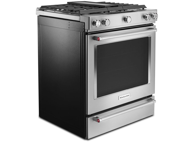 KitchenAid ADA 30 In. Stainless Steel Dual Fuel Convection Slide-In Range With Baking Drawer - KSDB900ESS