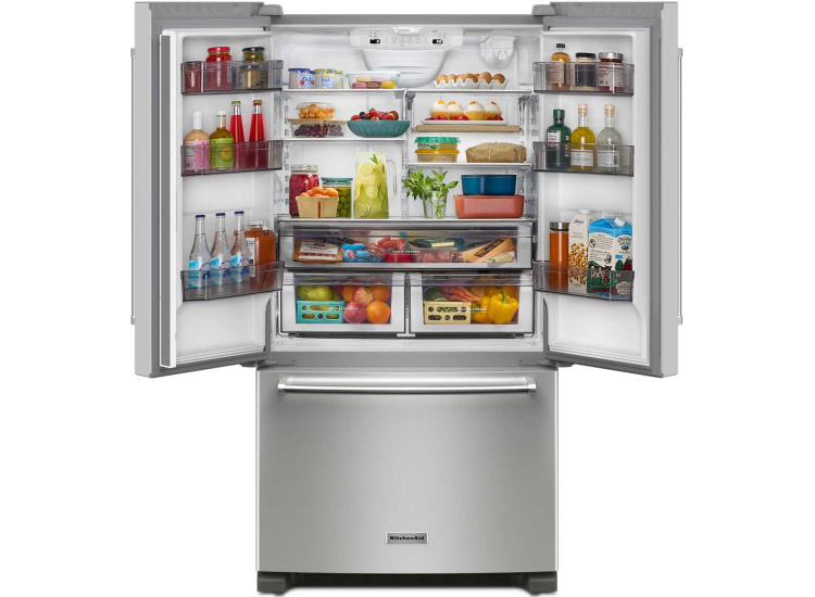 KitchenAid 20 Cu. Ft. Counter-Depth French Door Refrigerator 36-Inch Wide in Stainless Steel - KRFC136RPS