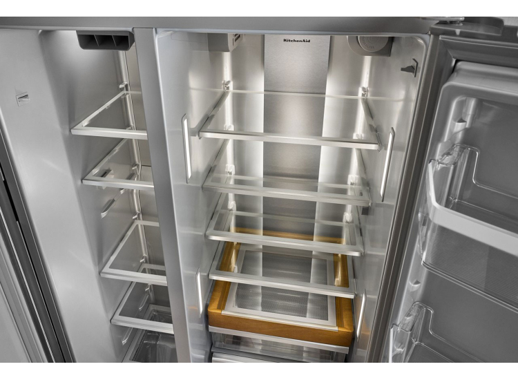KitchenAid 20.8 Cu. Ft. Counter-Depth Side-By-Side Refrigerator 36-Inch Wide in PrintShield Stainless Steel - KRSC536RPS