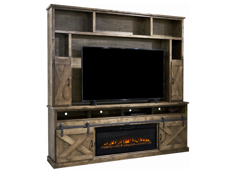 Legends Furniture Farmhouse 94" Fireplace TV Stand in Barnwood - FH5420-BNW-FIRE