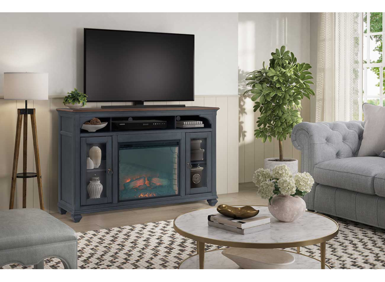 Legends Furniture Americana 66" Fireplace TV Stand in Corduroy Blue - ZAMR-1966