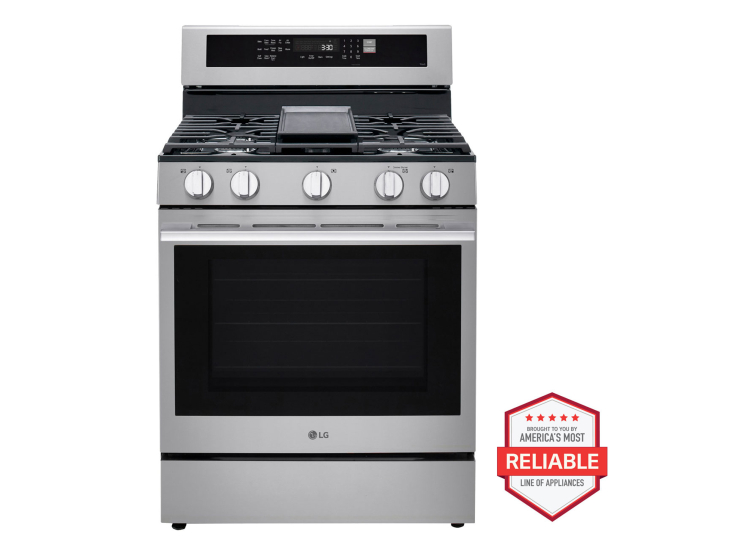 LG 6.3 Cu. Ft. Smart Gas Range in PrintProof Stainless Steel - LRGN6325X