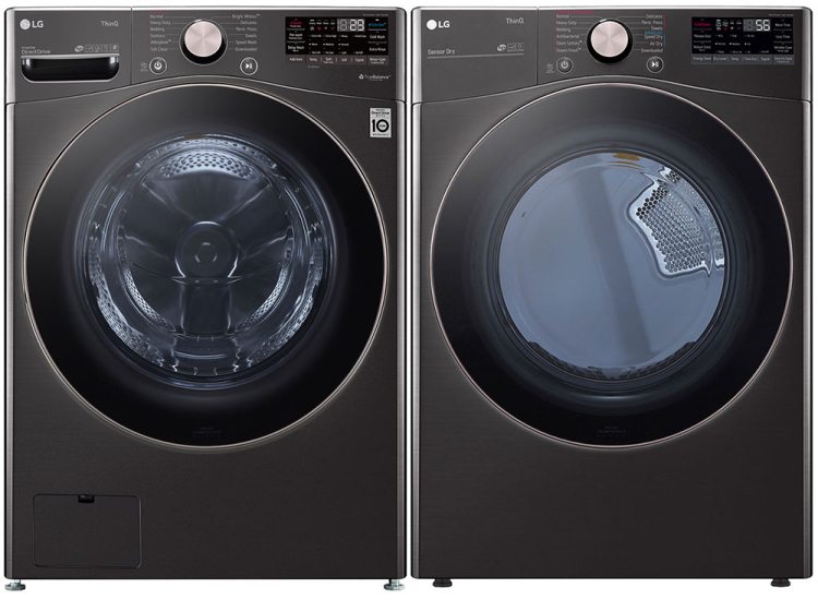LG Black Steel Front Load Washer & Gas TurboSteam Dryer Package - LGAPLAUNDRYPACK2