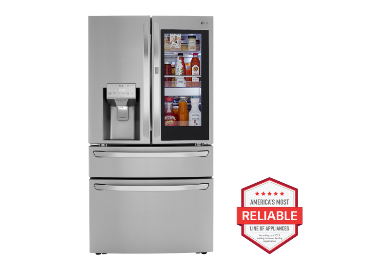 LG 22.5 Cu. Ft. Counter-Depth Refrigerator Smart Wi-Fi Enabled InstaView Door-In-Door With Craft Ice Maker 36-Inch Wide in PrintProof Stainless Steel - LRMVC2306S