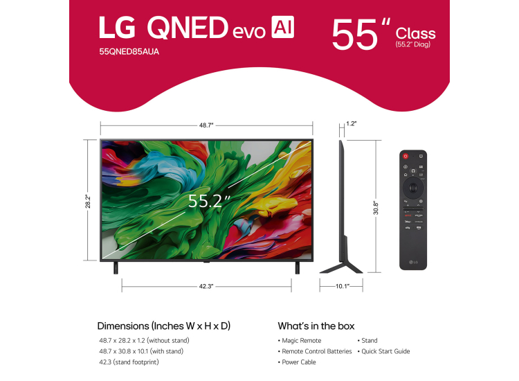 LG QNED85A Series TV 55-Inch 4K Smart with evo AI - 55QNED85