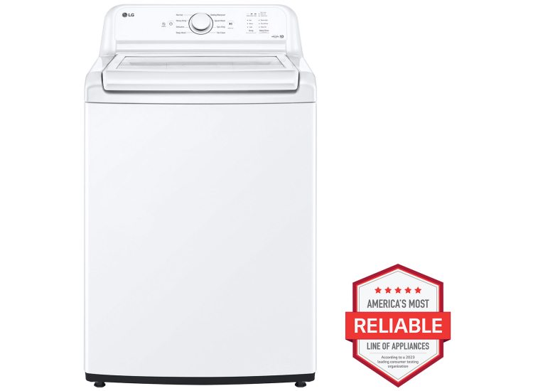 LG Top Load Washer 4.1 Cu. Ft. With Agitator And SlamProof Glass Lid in White - WT6105CW