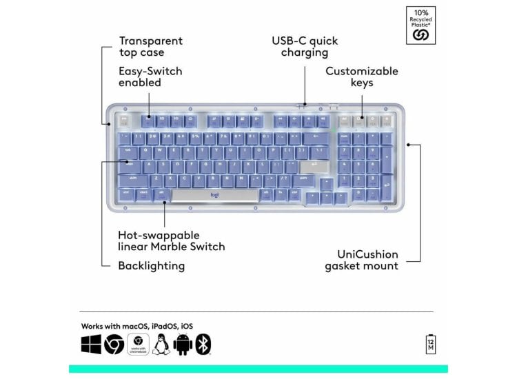 Logitech keyboard model number location diagram