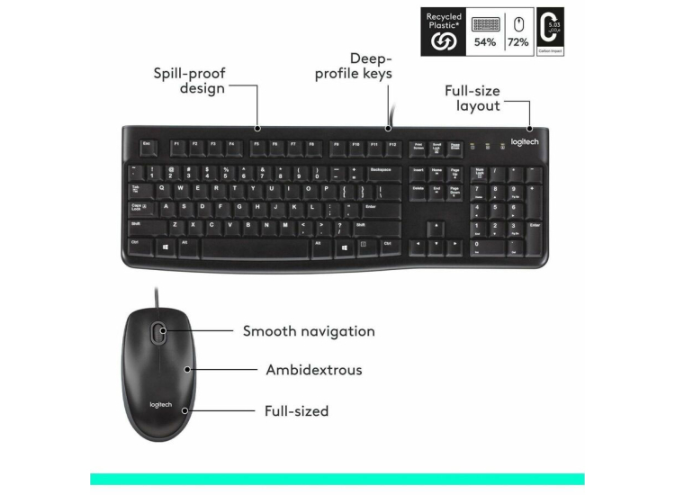 Logitech MK120 Corded Keyboard and Mouse Combo - 920002565