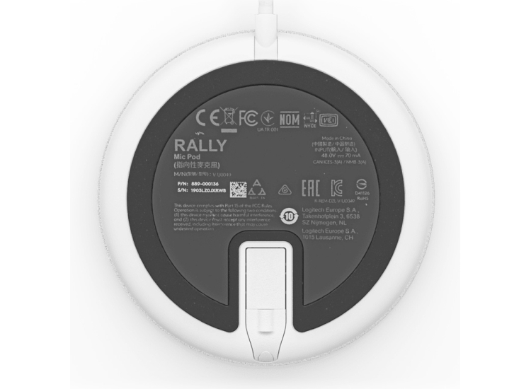 Relay Micpod Logitech Microphone Rally Mic Pod in White - 952-000038