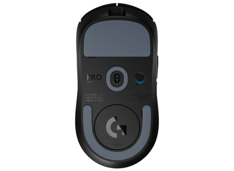 Logitech G Pro Superlight underside DPI button location