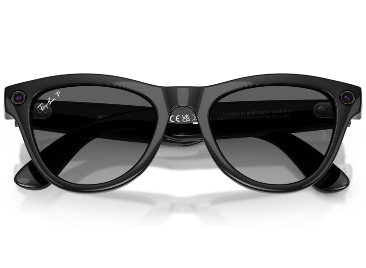 Ray-Ban Meta Skyler Sunglasses (Gen 2) 52mm in Shiny Black with Polarized Graphite Gradient Lenses - RW4014-601T352