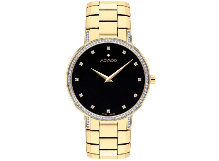 Movado Faceto Watch 39mm in Black|Yellow Gold 0607483