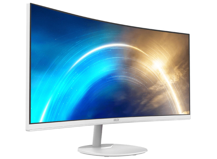 MSI PRO MP341C Computer Monitor 34-Inch Curved UWQHD with Built-in Speakers in White - PROMP341CQW