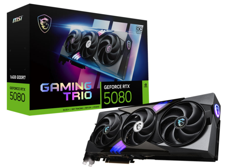MSI GeForce RTX 5080 16G GAMING TRIO OC Graphics Card for Desktops in Black - G5080-16GTC