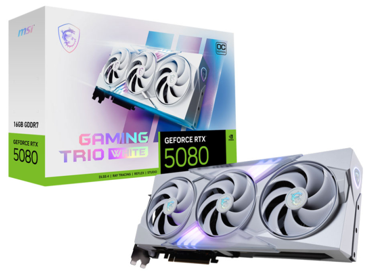 MSI GeForce RTX 5080 16G GAMING TRIO OC Graphics Card for Desktops in White - G5080-16GTCW