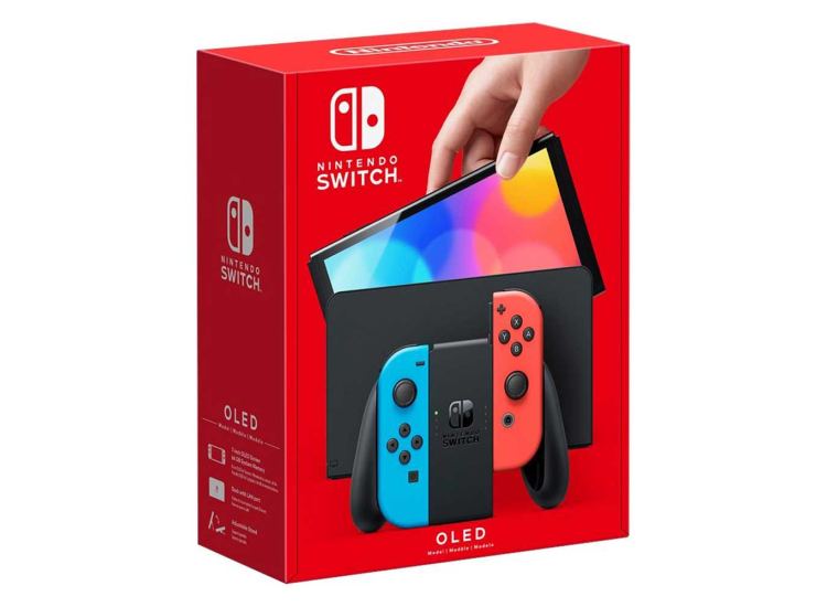 Nintendo Switch OLED Gaming Console Blue/Neon Red Set - 045496883409