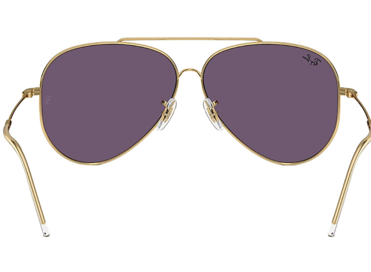 Ray-Ban Aviator Reverse Sunglasses 59mm in Polished Arista Gold with Violet Lenses - RBR0101S0011A59