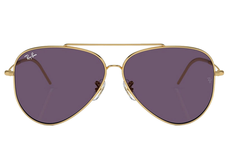 Ray-Ban Aviator Reverse Sunglasses 59mm in Polished Arista Gold with Violet Lenses - RBR0101S0011A59