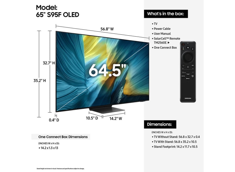 Samsung OLED S95F 65-Inch 4K Vision AI Smart TV in Black - QN65S95FAFXZA