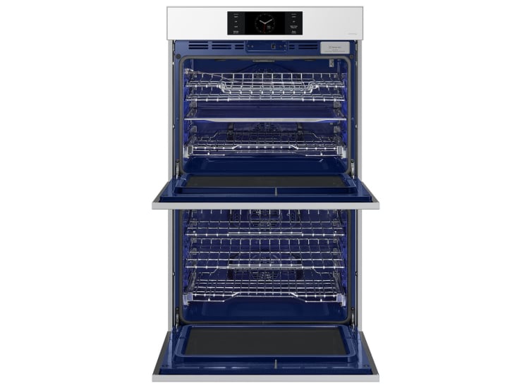 Samsung Bespoke 30-Inch Smart Double Wall Oven With AI Pro Cooking Camera in White Glass - NV51CB700D12AA