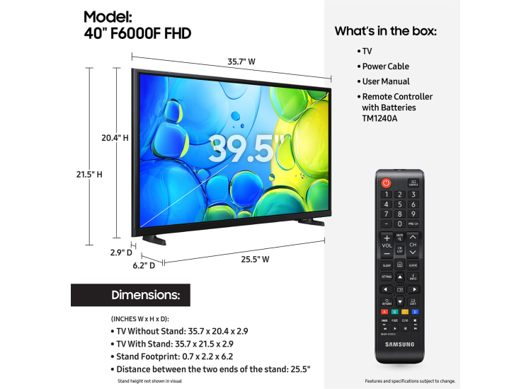 Samsung F6000F LED TV 40 Inch FHD Smart In Black UN40F6000 Samsung F6000F LED TV 40 Inch FHD Smart In Black UN40F6000