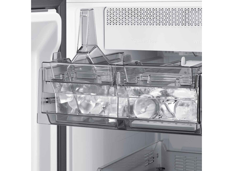 Samsung Bespoke 22 Cu. Ft. Counter Depth 4-Door French Door Refrigerator 36-Inch Wide with Zero Clearance Fit & Food Showcase Door in White Glass - RM80F22WEWAA
