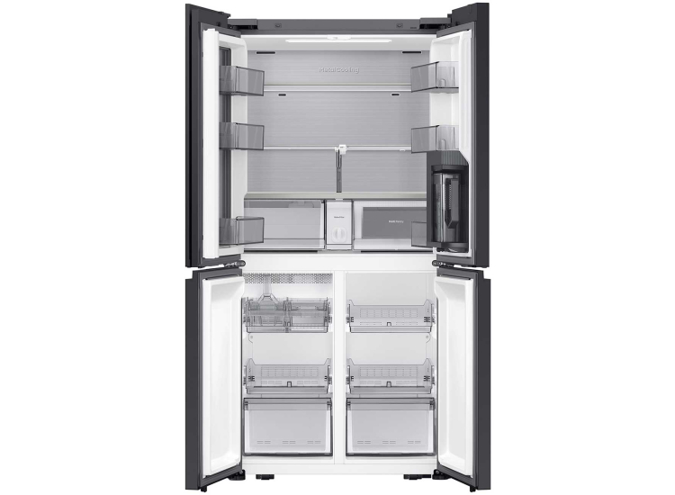 Samsung Bespoke 22 Cu. Ft. Counter Depth 4-Door French Door Refrigerator 36-Inch Wide with Zero Clearance Fit & Food Showcase Door in White Glass - RM80F22WEWAA