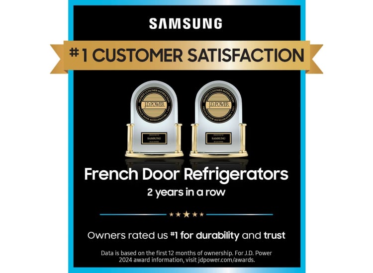Samsung 29 Cu. Ft. Bespoke 4-Door French Door Refrigerator With Beverage Center 36-Inch Wide in Stainless Steel - RF29BB8600QLAA
