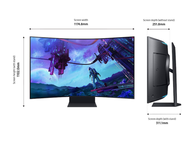 Samsung Monitor 55-Inch Odyssey Ark 2nd Gen. 4K UHD 165Hz 1ms(GtG) Quantum Mini-LED Curved for Gaming - LS55CG970NNXGO