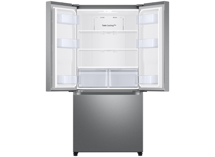 Samsung 18 Cu. Ft. Counter Depth 3-Door French Door Refrigerator 33-Inch Wide in Fingerprint Resistant Stainless Steel - RF18A5101SR/AA