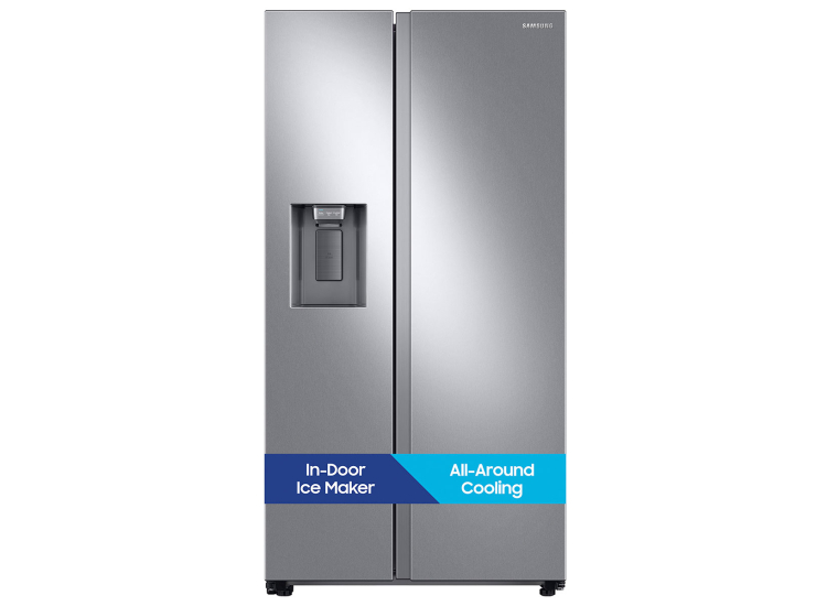 Samsung 27.4 Cu. Ft. Side-By-Side Refrigerator 36-Inch Wide in Fingerprint Resistant Stainless Steel - RS27T5200SR/AA