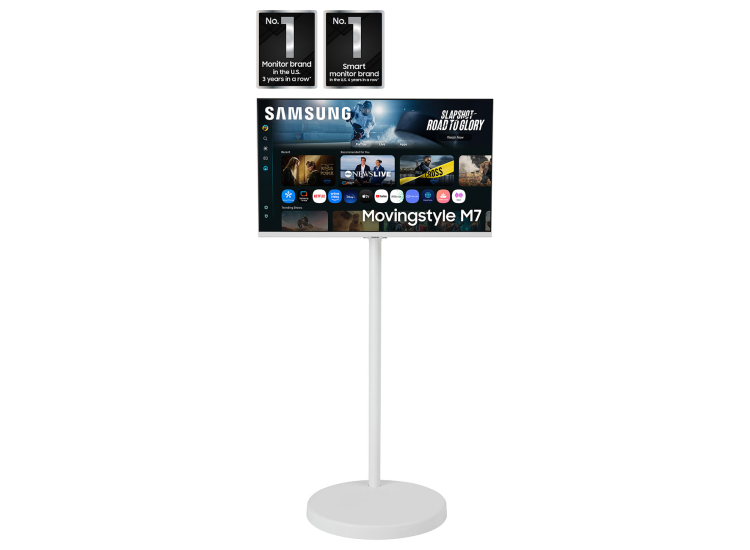 Samsung Movingstyle M7 32-Inch 4K UHD Smart Monitor with Adjustable Rolling Stand in White - LS32FM701UNXZA
