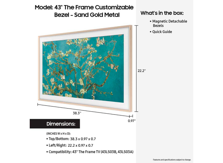 Samsung (2023) 43" The Frame Customizable Bezel In Sand Gold Metal - VG-SCFC43SGMZA
