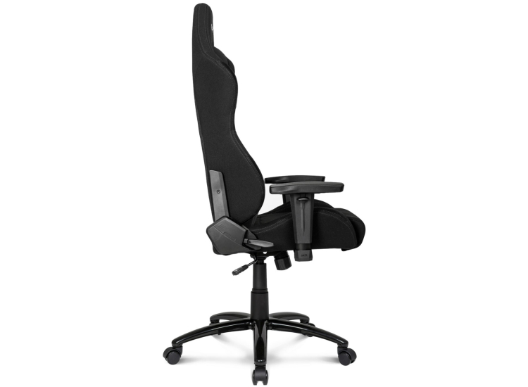 Full AKRACING racing chair with two-tone cushions and arms extended, front view.