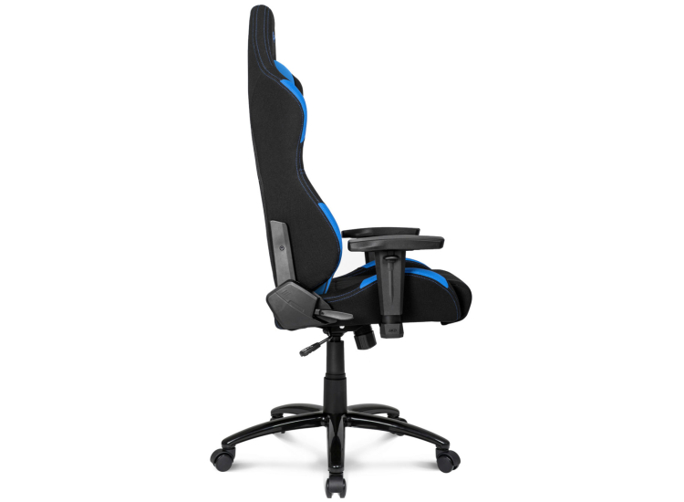 Technical schematic of AKRACING chair with dimensions and labeled features, AKRACING logo
