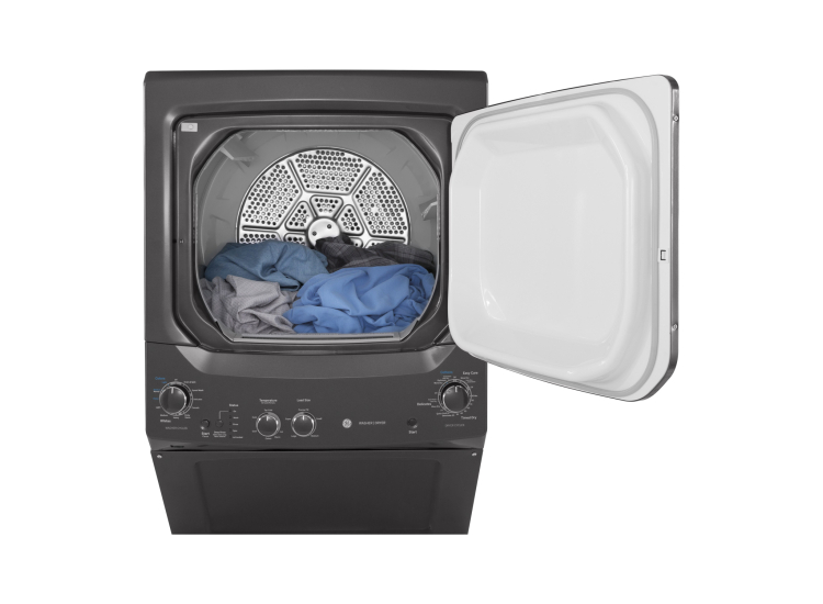 GE Unitized Spacemaker 27" Diamond Grey Stack Washer With Electric Dryer - GUD27ESPMDG