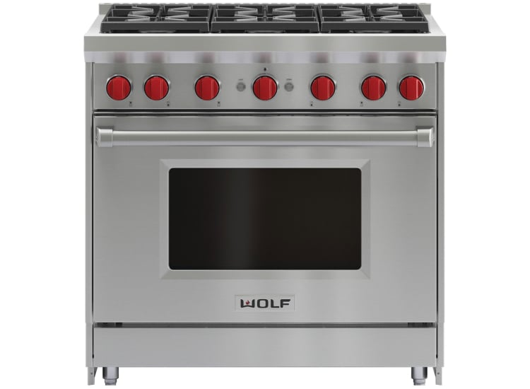 Wolf 36 In. Stainless Liquid Propane Gas Range GR366-LP | Abt