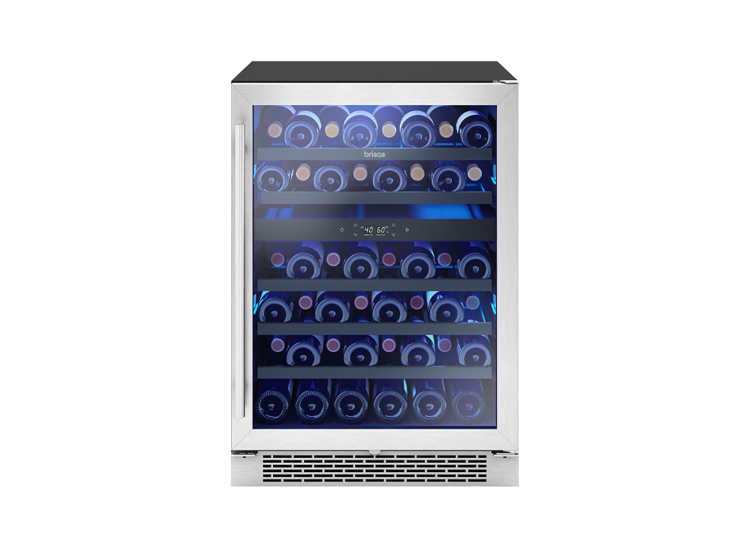 Brisas by Zephyr 5.3 Cu. Ft. Dual Zone Wine Cooler 24-Inch Wide in Stainless Frame - BWN24C02AG
